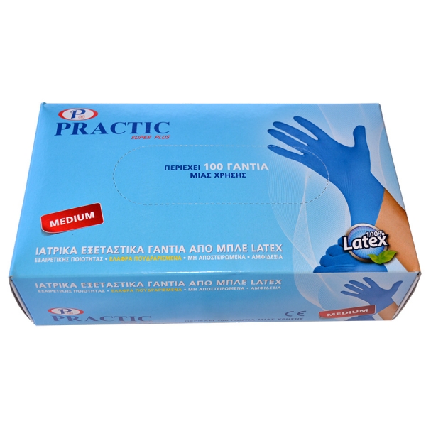 Γάντια latex μπλε 100 τεμ.